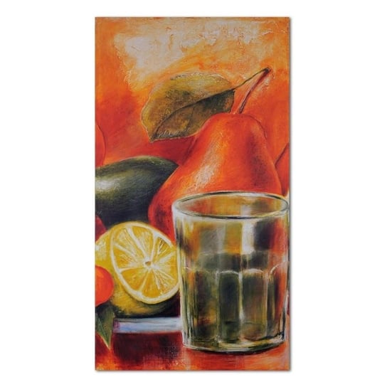 Obraz na płótnie, Świeże owoce i szklanka, 50x70 cm Feeby