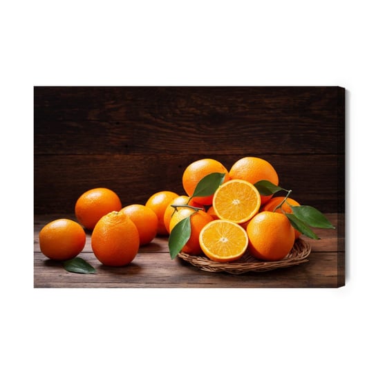 Obraz Na Płótnie Świeże Pomarańcze Na Deskach 120x80 Inna marka