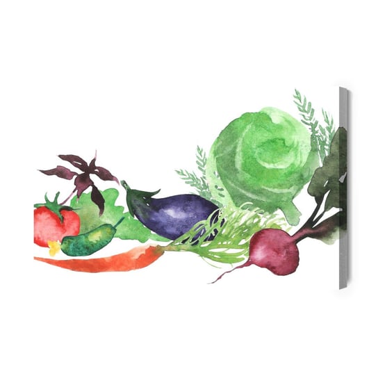 Obraz Na Płótnie Świeże Warzywa Malowane Akwarelą 90x60 Inna marka