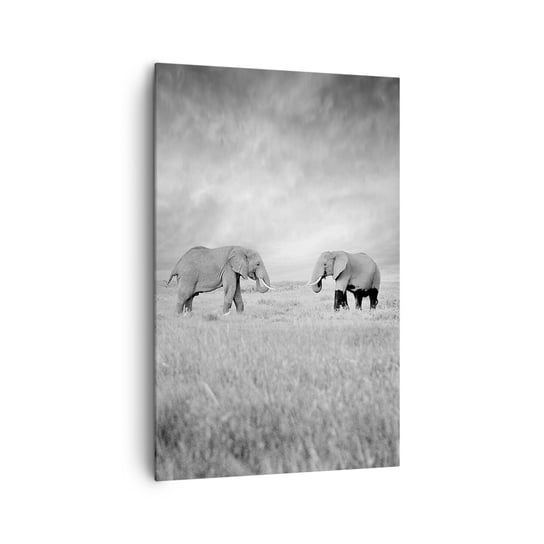 Obraz na płótnie - Szare jest piękne - 80x120cm - Słoń Zwierzęta Safari - Nowoczesny obraz na ścianę do salonu do sypialni ARTTOR ARTTOR