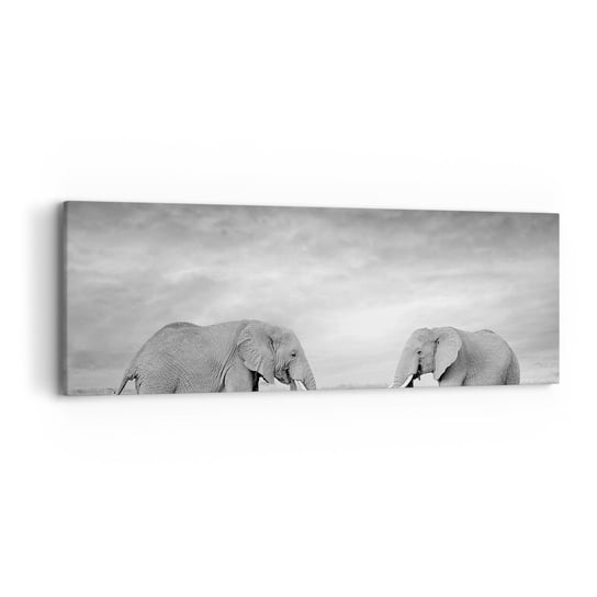 Obraz na płótnie - Szare jest piękne - 90x30cm - Słoń Zwierzęta Safari - Nowoczesny Canvas obraz do salonu do sypialni ARTTOR ARTTOR