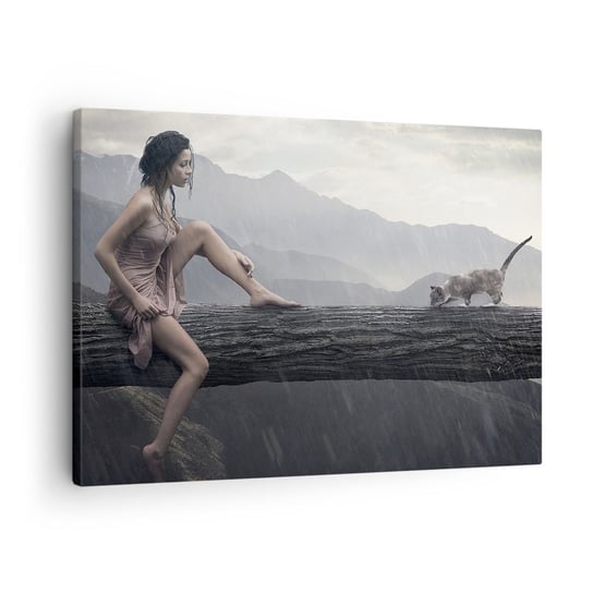 Obraz na płótnie - Szczyty piękna - 70x50cm - Kobieta Modelka Krajobraz - Nowoczesny Canvas obraz do salonu do sypialni ARTTOR ARTTOR