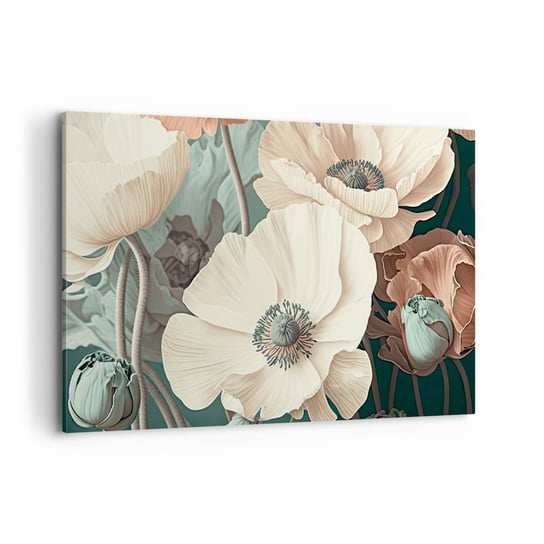 Obraz na płótnie - Szept maków - 120x80cm - Kwiaty Rośliny Pastelowy - Nowoczesny obraz na ścianę do salonu do sypialni ARTTOR ARTTOR
