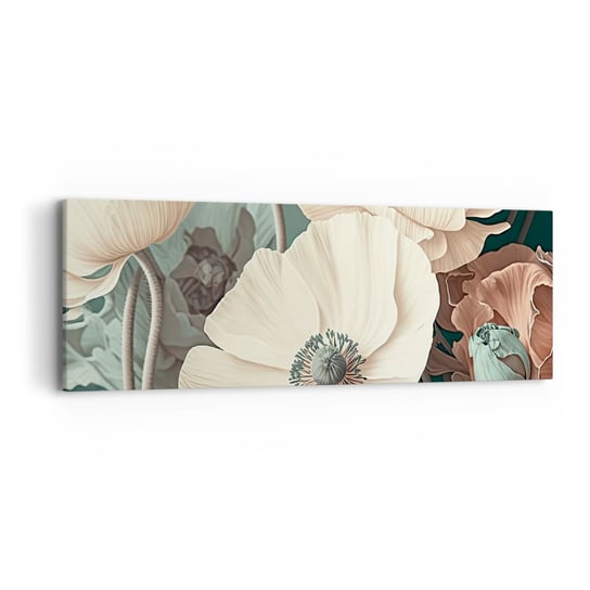 Obraz na płótnie - Szept maków - 90x30cm - Kwiaty Rośliny Pastelowy - Nowoczesny Canvas obraz do salonu do sypialni ARTTOR ARTTOR