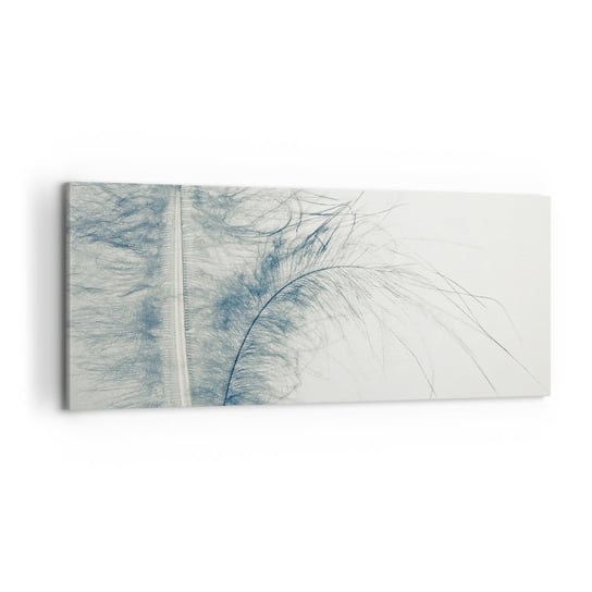 Obraz na płótnie - Szept natury - 120x50cm - Pióra  Delikatny Minimalistyczny - Nowoczesny obraz na ścianę do salonu do sypialni ARTTOR ARTTOR