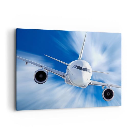 Obraz na płótnie - Szybszy niż wiatr na niebie - 100x70cm - Samolot Lotnictwo Podróże - Nowoczesny foto obraz w ramie do salonu do sypialni ARTTOR ARTTOR
