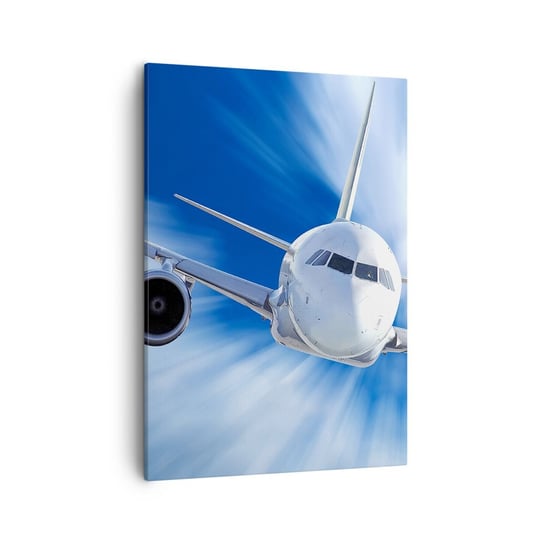 Obraz na płótnie - Szybszy niż wiatr na niebie - 50x70cm - Samolot Lotnictwo Podróże - Nowoczesny Canvas obraz do salonu do sypialni ARTTOR ARTTOR