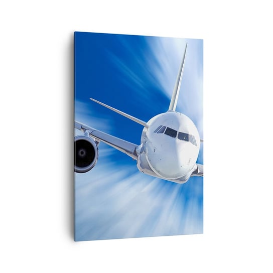 Obraz na płótnie - Szybszy niż wiatr na niebie - 70x100cm - Samolot Lotnictwo Podróże - Nowoczesny foto obraz w ramie do salonu do sypialni ARTTOR ARTTOR