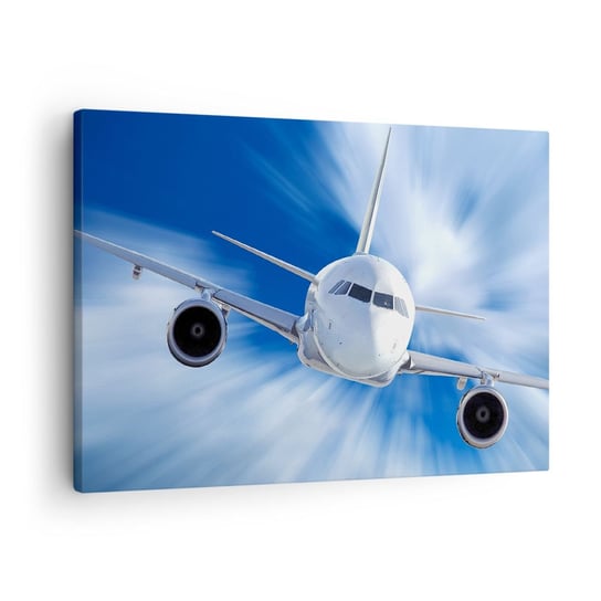 Obraz na płótnie - Szybszy niż wiatr na niebie - 70x50cm - Samolot Lotnictwo Podróże - Nowoczesny Canvas obraz do salonu do sypialni ARTTOR ARTTOR