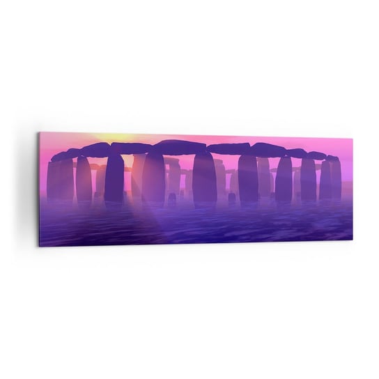 Obraz na płótnie - Tajemnica o świcie we mgle - 160x50cm - Architektura Stonehenge Kamienne Kręgi - Nowoczesny foto obraz w ramie do salonu do sypialni ARTTOR ARTTOR