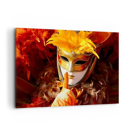 Obraz na płótnie - Tajemnica to część gry - 100x70cm - Maska Wenecka Sztuka Wenecja - Nowoczesny foto obraz w ramie do salonu do sypialni ARTTOR ARTTOR