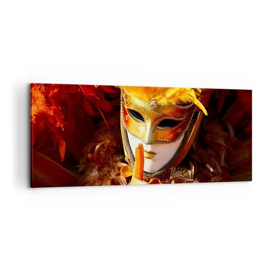 Obraz na płótnie - Tajemnica to część gry - 120x50cm - Maska Wenecka Sztuka Wenecja - Nowoczesny obraz na ścianę do salonu do sypialni ARTTOR ARTTOR