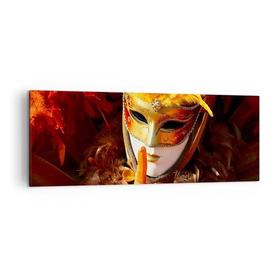 Obraz na płótnie - Tajemnica to część gry - 140x50cm - Maska Wenecka Sztuka Wenecja - Nowoczesny Canvas obraz do salonu do sypialni ARTTOR ARTTOR