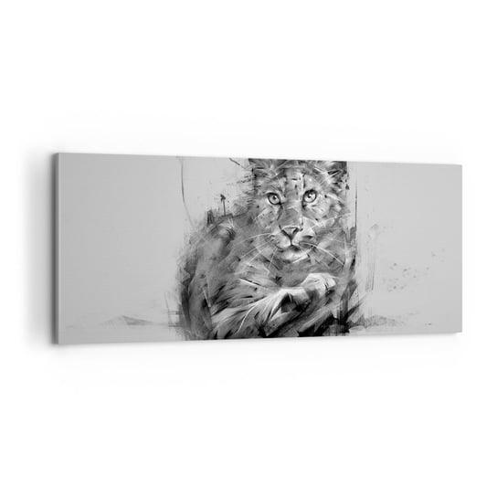 Obraz na płótnie - Tak, słucham uważnie - 100x40cm - Pantera Zwierzęta Dziki Kot - Nowoczesny foto obraz w ramie do salonu do sypialni ARTTOR ARTTOR