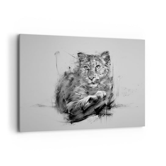 Obraz na płótnie - Tak, słucham uważnie - 100x70cm - Pantera Zwierzęta Dziki Kot - Nowoczesny foto obraz w ramie do salonu do sypialni ARTTOR ARTTOR