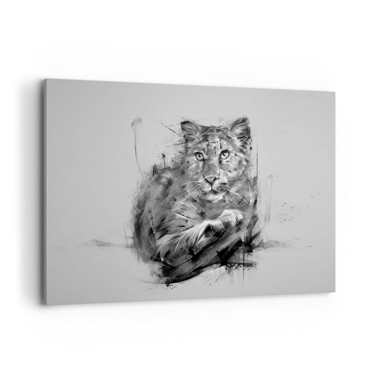 Obraz na płótnie - Tak, słucham uważnie - 120x80cm - Pantera Zwierzęta Dziki Kot - Nowoczesny obraz na ścianę do salonu do sypialni ARTTOR ARTTOR
