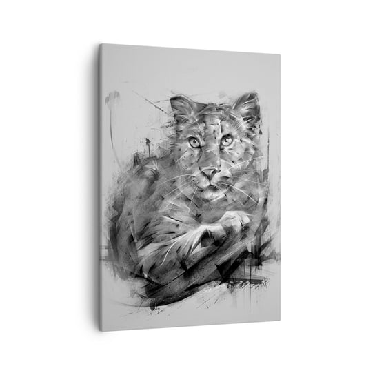Obraz na płótnie - Tak, słucham uważnie - 50x70cm - Pantera Zwierzęta Dziki Kot - Nowoczesny Canvas obraz do salonu do sypialni ARTTOR ARTTOR