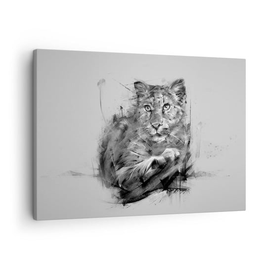 Obraz na płótnie - Tak, słucham uważnie - 70x50cm - Pantera Zwierzęta Dziki Kot - Nowoczesny Canvas obraz do salonu do sypialni ARTTOR ARTTOR