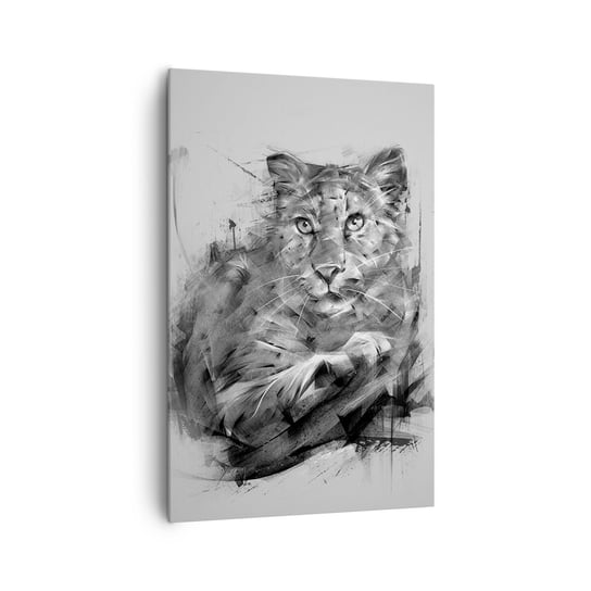 Obraz na płótnie - Tak, słucham uważnie - 80x120cm - Pantera Zwierzęta Dziki Kot - Nowoczesny obraz na ścianę do salonu do sypialni ARTTOR ARTTOR