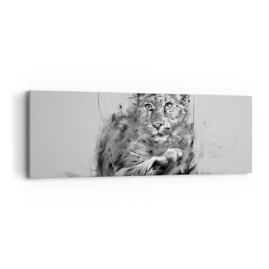 Obraz na płótnie - Tak, słucham uważnie - 90x30cm - Pantera Zwierzęta Dziki Kot - Nowoczesny Canvas obraz do salonu do sypialni ARTTOR ARTTOR