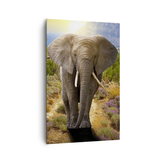 Obraz na płótnie - Tak wyglądał Eden - 80x120cm - Zwierzęta Słoń Safari - Nowoczesny obraz na ścianę do salonu do sypialni ARTTOR ARTTOR