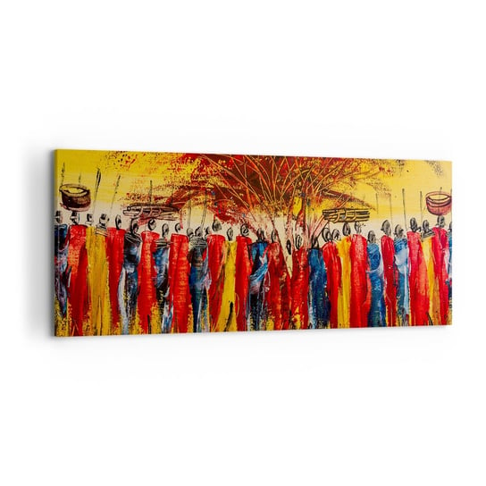 Obraz na płótnie - Tam, tam, tam tam idą - 120x50cm - Sztuka Ludzie Afryka - Nowoczesny obraz na ścianę do salonu do sypialni ARTTOR ARTTOR