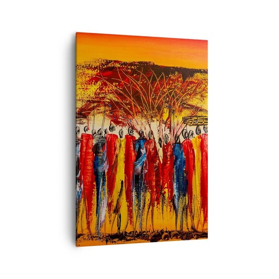 Obraz na płótnie - Tam, tam, tam tam idą - 70x100cm - Sztuka Ludzie Afryka - Nowoczesny foto obraz w ramie do salonu do sypialni ARTTOR ARTTOR