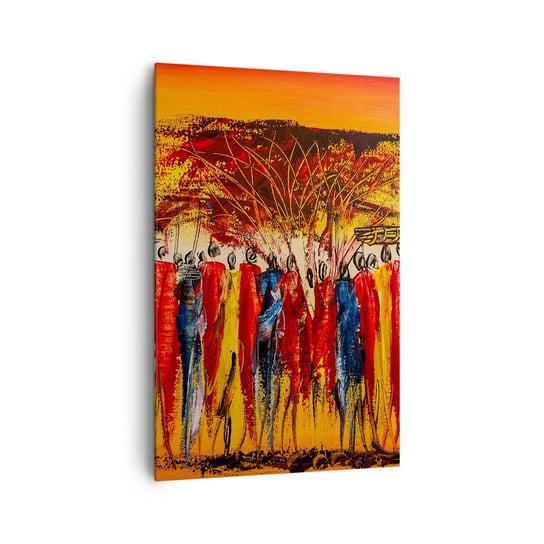 Obraz na płótnie - Tam, tam, tam tam idą - 80x120cm - Sztuka Ludzie Afryka - Nowoczesny obraz na ścianę do salonu do sypialni ARTTOR ARTTOR