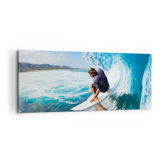 Obraz na płótnie - Tańczący z falami - 100x40cm - Sport Surfing Deska Surfingowa - Nowoczesny foto obraz w ramie do salonu do sypialni ARTTOR ARTTOR