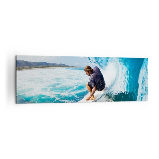 Obraz na płótnie - Tańczący z falami - 160x50cm - Sport Surfing Deska Surfingowa - Nowoczesny foto obraz w ramie do salonu do sypialni ARTTOR ARTTOR