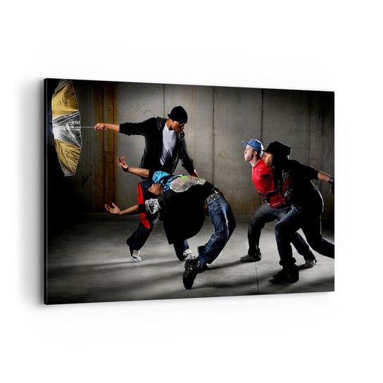 Obraz na płótnie - Tańczący z ulicznym wiatrem - 120x80cm - Taniec Muzyka Ludzie - Nowoczesny obraz na ścianę do salonu do sypialni ARTTOR ARTTOR