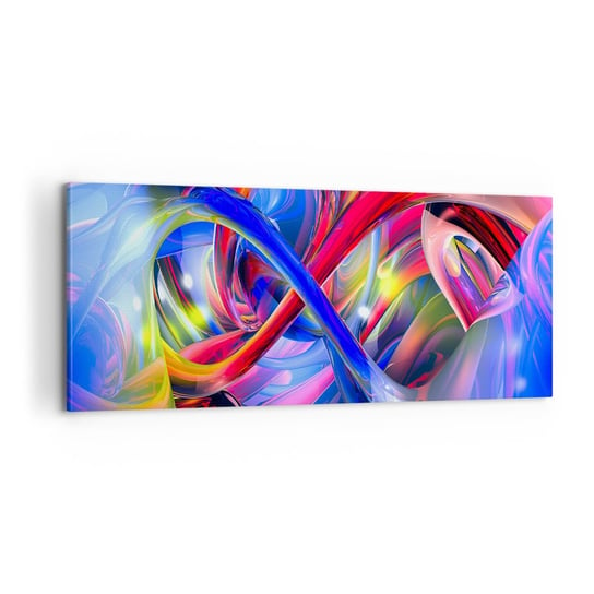 Obraz na płótnie - Taniec barw - 100x40cm - Abstrakcja 3D Grafika - Nowoczesny foto obraz w ramie do salonu do sypialni ARTTOR ARTTOR