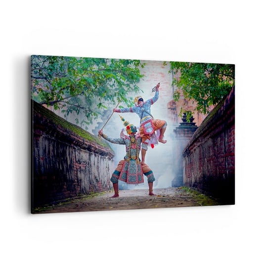 Obraz na płótnie - Taniec zabójczo piękny - 100x70cm - Azja Taniec Tajski Tajlandia - Nowoczesny foto obraz w ramie do salonu do sypialni ARTTOR ARTTOR