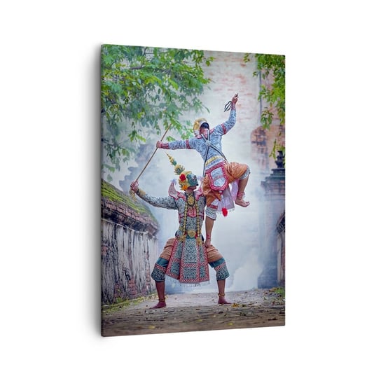 Obraz na płótnie - Taniec zabójczo piękny - 50x70cm - Azja Taniec Tajski Tajlandia - Nowoczesny Canvas obraz do salonu do sypialni ARTTOR ARTTOR
