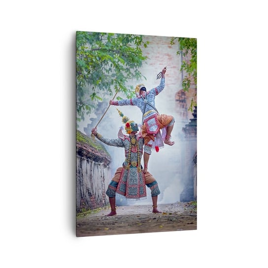 Obraz na płótnie - Taniec zabójczo piękny - 80x120cm - Azja Taniec Tajski Tajlandia - Nowoczesny obraz na ścianę do salonu do sypialni ARTTOR ARTTOR