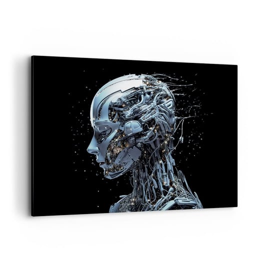 Obraz na płótnie - Technologia jest kobietą - 100x70cm - Sztuczna Inteligencja Robot Przyszłość - Nowoczesny foto obraz w ramie do salonu do sypialni ARTTOR ARTTOR