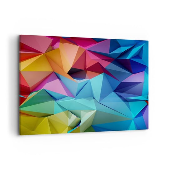 Obraz na płótnie - Tęczowe origami - 120x80cm - Abstrakcja 3D Grafika - Nowoczesny obraz na ścianę do salonu do sypialni ARTTOR ARTTOR