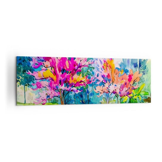 Obraz na płótnie - Tęczowy ogród w wiosennym blasku - 160x50cm - Park Drzewa Natura - Nowoczesny foto obraz w ramie do salonu do sypialni ARTTOR ARTTOR