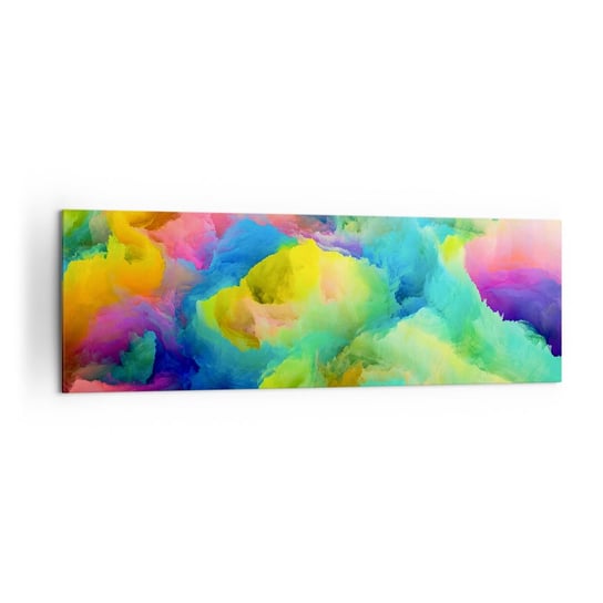 Obraz na płótnie - Tęczowy puch - 160x50cm - Abstrakcja Sztuka Pastelowe Kolory - Nowoczesny foto obraz w ramie do salonu do sypialni ARTTOR ARTTOR
