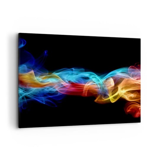 Obraz na płótnie - Tęczowy taniec mgieł - 100x70cm - Abstrakcja Grafika Kolorowe Płomienie - Nowoczesny foto obraz w ramie do salonu do sypialni ARTTOR ARTTOR