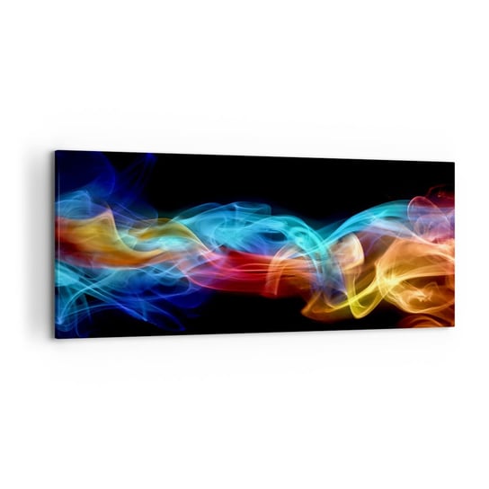 Obraz na płótnie - Tęczowy taniec mgieł - 120x50cm - Abstrakcja Grafika Kolorowe Płomienie - Nowoczesny obraz na ścianę do salonu do sypialni ARTTOR ARTTOR