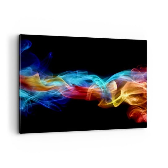 Obraz na płótnie - Tęczowy taniec mgieł - 120x80cm - Abstrakcja Grafika Kolorowe Płomienie - Nowoczesny obraz na ścianę do salonu do sypialni ARTTOR ARTTOR