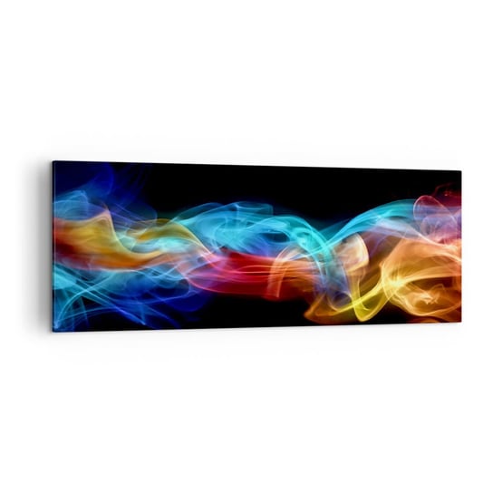 Obraz na płótnie - Tęczowy taniec mgieł - 140x50cm - Abstrakcja Grafika Kolorowe Płomienie - Nowoczesny Canvas obraz do salonu do sypialni ARTTOR ARTTOR