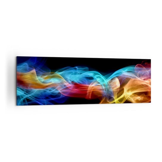 Obraz na płótnie - Tęczowy taniec mgieł - 160x50cm - Abstrakcja Grafika Kolorowe Płomienie - Nowoczesny foto obraz w ramie do salonu do sypialni ARTTOR ARTTOR