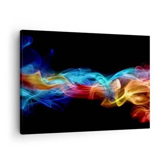 Obraz na płótnie - Tęczowy taniec mgieł - 70x50cm - Abstrakcja Grafika Kolorowe Płomienie - Nowoczesny Canvas obraz do salonu do sypialni ARTTOR ARTTOR