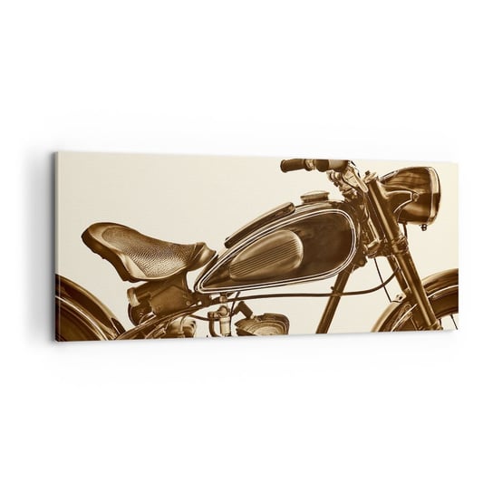 Obraz na płótnie - Tęsknota za klasyką - 100x40cm - Motocykl Vintage Motoryzacja - Nowoczesny foto obraz w ramie do salonu do sypialni ARTTOR ARTTOR