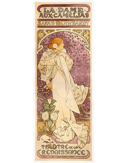 Obraz na płótnie The Lady With Camellias - Sarah Bernhardt - Alfons Mucha 120x45 Fedkolor