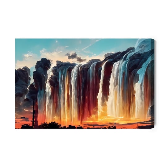 Obraz Na Płótnie Time Lapse Photography Of Waterfalls During Sunset 90x60 Inna marka