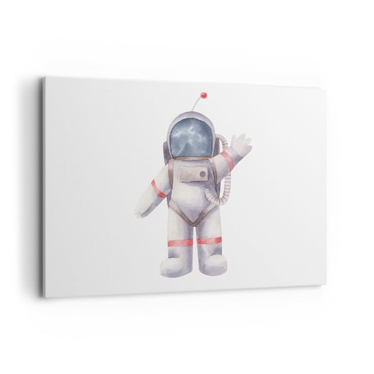 Obraz na płótnie - To na razie! - 100x70cm - Astronauta Dziecięcy Minimalizm - Nowoczesny foto obraz w ramie do salonu do sypialni ARTTOR ARTTOR