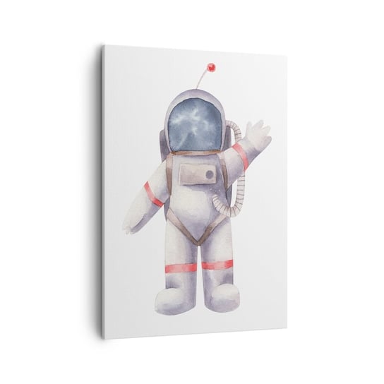 Obraz na płótnie - To na razie! - 50x70cm - Astronauta Dziecięcy Minimalizm - Nowoczesny Canvas obraz do salonu do sypialni ARTTOR ARTTOR